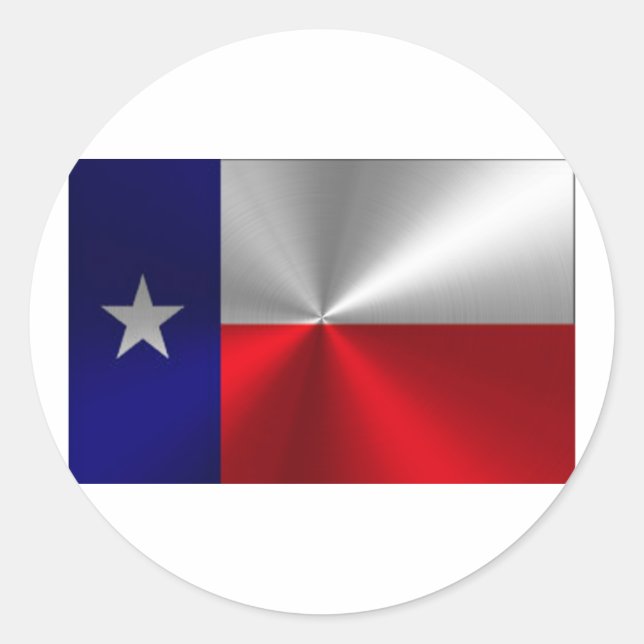Sticker Rond Drapeau du Texas en métal brossé (Devant)