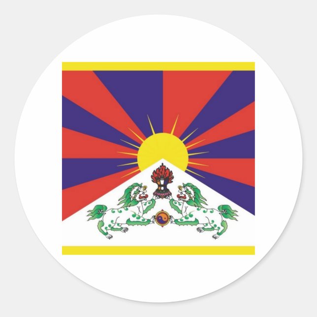 Sticker Rond Drapeau du Tibet (Devant)
