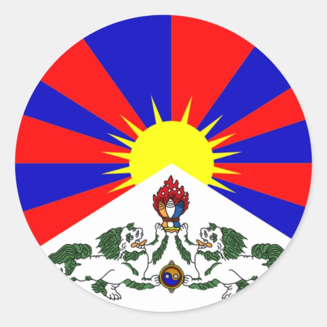 Sticker Rond Drapeau du Tibet (Devant)