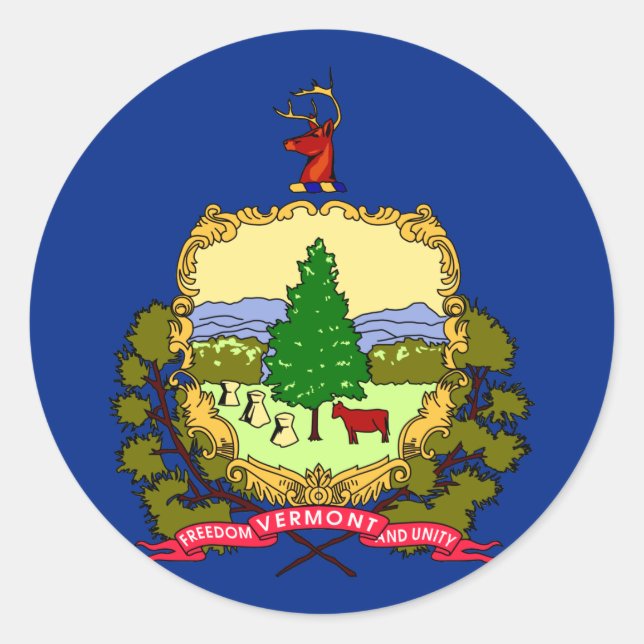 Sticker Rond Drapeau du Vermont (Devant)