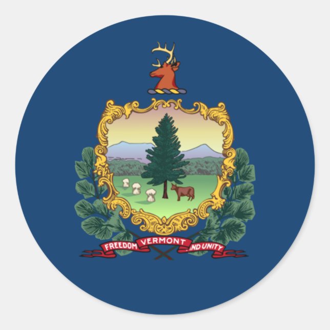 Sticker Rond Drapeau du Vermont (Devant)