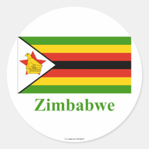 Sticker Rond Drapeau du Zimbabwe avec nom