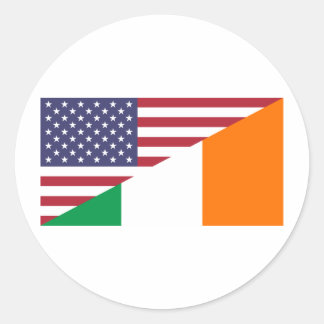 Sticker Rond Drapeau d'USA/Ireland