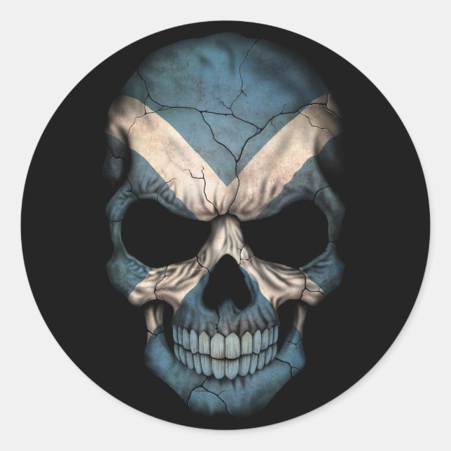 Sticker Rond Drapeau écossais sur noir (Devant)