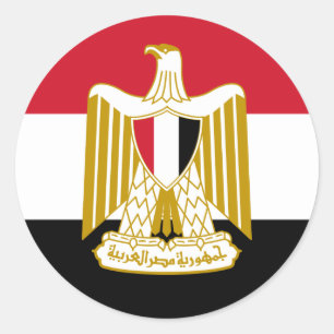 Sticker Rond Drapeau égyptien et armoiries, Drapeau égyptien