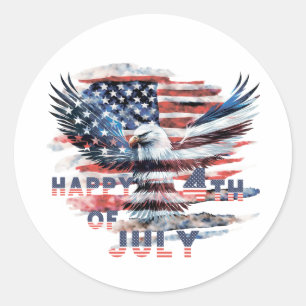 Sticker Rond Drapeau et aigle des États-Unis. Indépendance