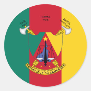 Sticker Rond Drapeau et armoiries camerounais, Drapeau du Camer