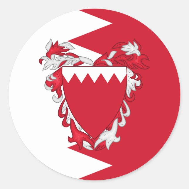Sticker Rond Drapeau et armoiries de Bahreïn, Drapeau de Bahreï (Devant)