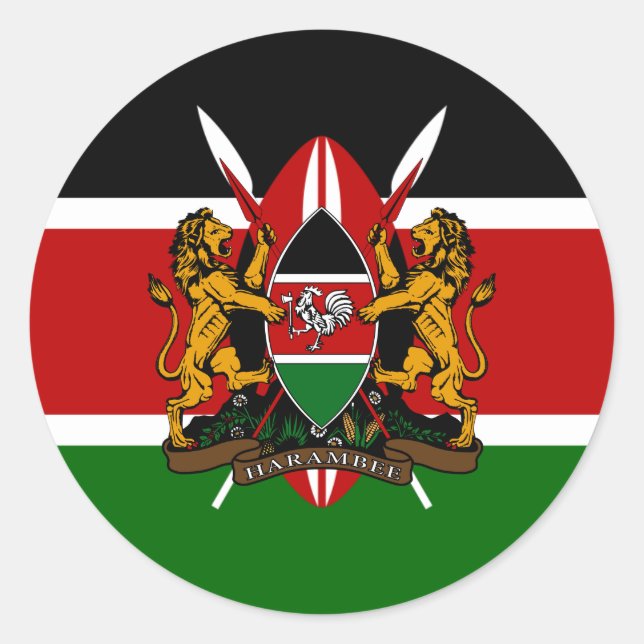 Sticker Rond Drapeau et armoiries du Kenya (Devant)