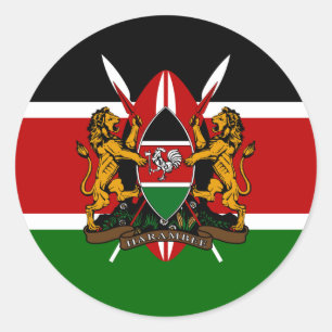 Sticker Rond Drapeau et armoiries du Kenya