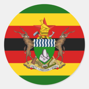 Sticker Rond Drapeau et armoiries du Zimbabwe, Drapeau du Zimba