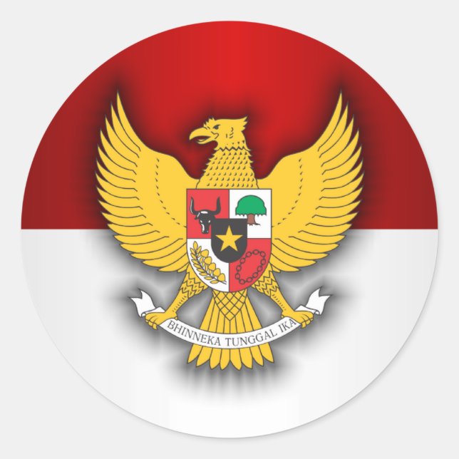 Sticker Rond Drapeau et emblème de l'Indonésie (Devant)