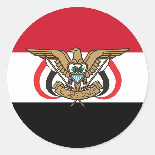 Sticker Rond Drapeau et emblème du Yémen, Drapeau du Yémen (Devant)