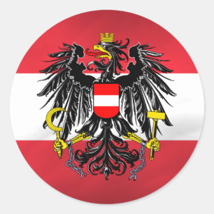 Sticker Rond Drapeau et manteau des bras autrichiens
