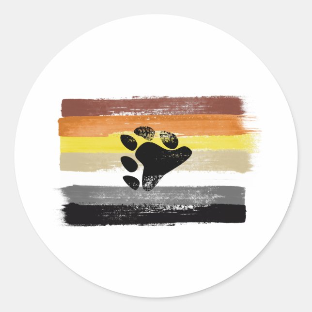STICKER ROND DRAPEAU ET SYMBOLE DE FIERTÉ D'OURS PEINTS (Devant)