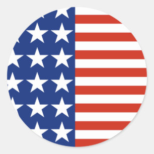 Sticker Rond Drapeau États-Unis D'Amérique D'Étoiles Et De Rayu