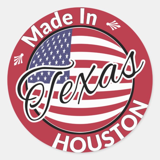 Sticker Rond Drapeau Fabriqué à Houston Texas Stars and Stripes (Devant)