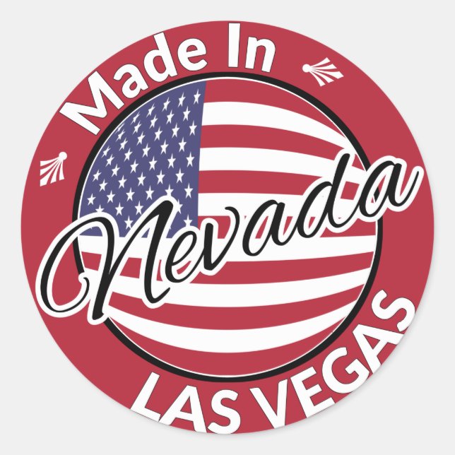 Sticker Rond Drapeau Fabriqué à Las Vegas Nevada USA (Devant)