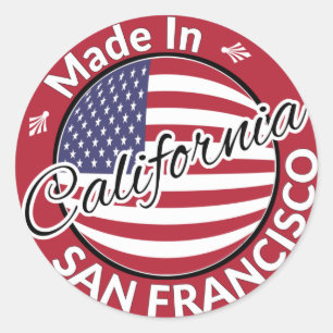 Sticker Rond Drapeau Fabriqué à San Francisco Californie Éta