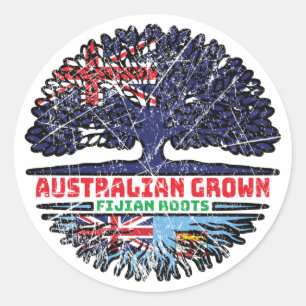 Sticker Rond Drapeau Fidji Fijian Australie Tree Roots