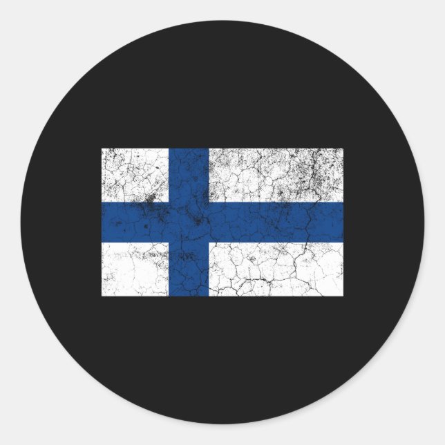 Sticker Rond Drapeau Finlandais De Finlande (Devant)