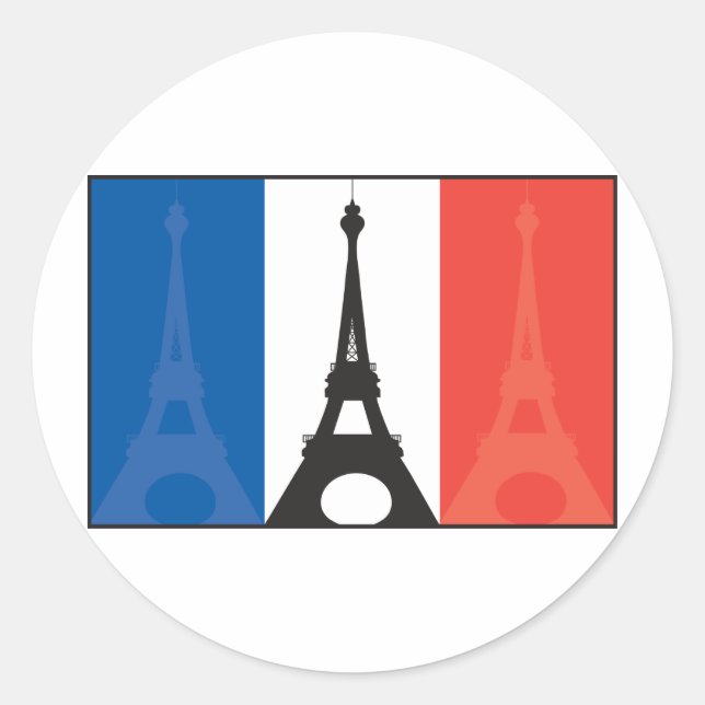 Sticker Rond Drapeau français et tour Eiffel (Devant)