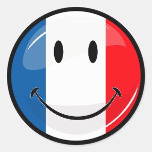 Sticker Rond Drapeau français souriant