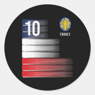 Sticker Rond Drapeau France Numéro 10 Football Français Hommes
