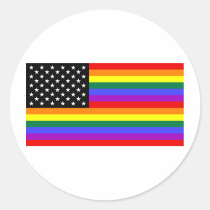 Sticker Rond Drapeau gai de fierté de l'Amérique