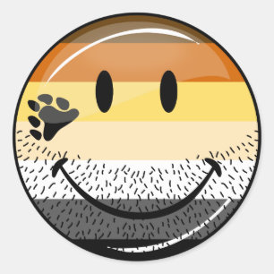 Sticker Rond Drapeau gai heureux barbu drôle de fierté d'ours