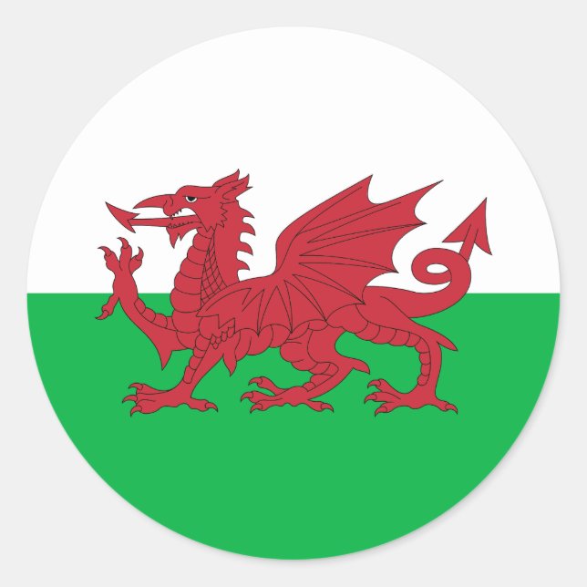 Sticker Rond Drapeau gallois (Devant)
