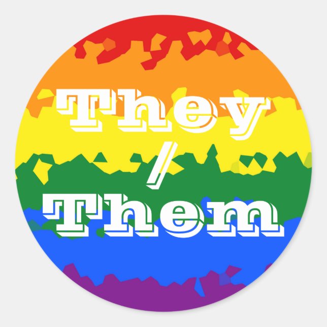 Sticker Rond Drapeau Gay pride Pronoun personnalisable Boho fun (Devant)