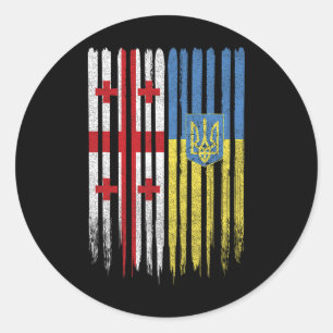 Sticker Rond Drapeau géorgien ukrainien Géorgie Ukraine
