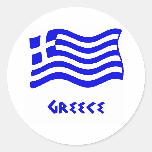 Sticker Rond Drapeau grec (agitant) (Devant)