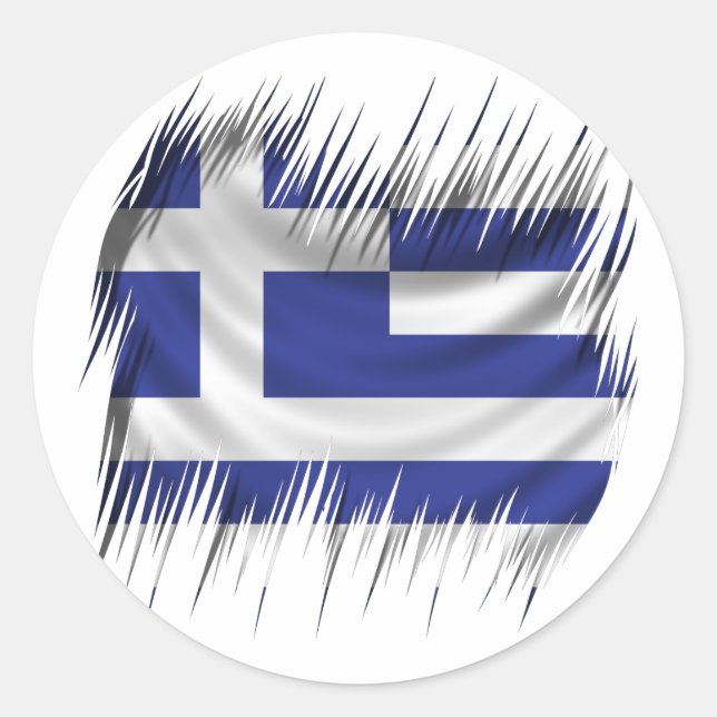 Sticker Rond Drapeau grec des déchiqueteurs (Devant)
