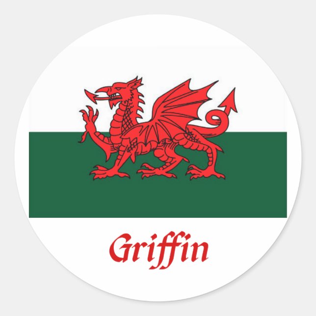 Sticker Rond Drapeau Griffin Welsh (Devant)