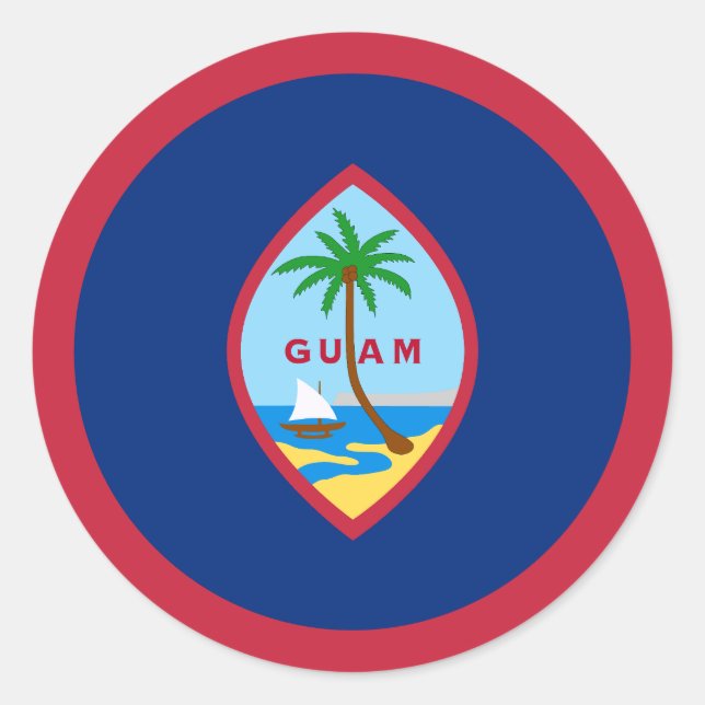 Sticker Rond Drapeau Guam (Devant)