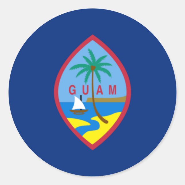 Sticker Rond Drapeau Guam (Devant)
