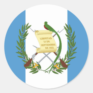 Sticker Rond Drapeau guatémaltèque et armoiries, Drapeau du Gua