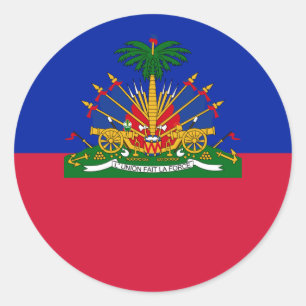 Sticker Rond Drapeau haïtien et armoiries d'Haïti