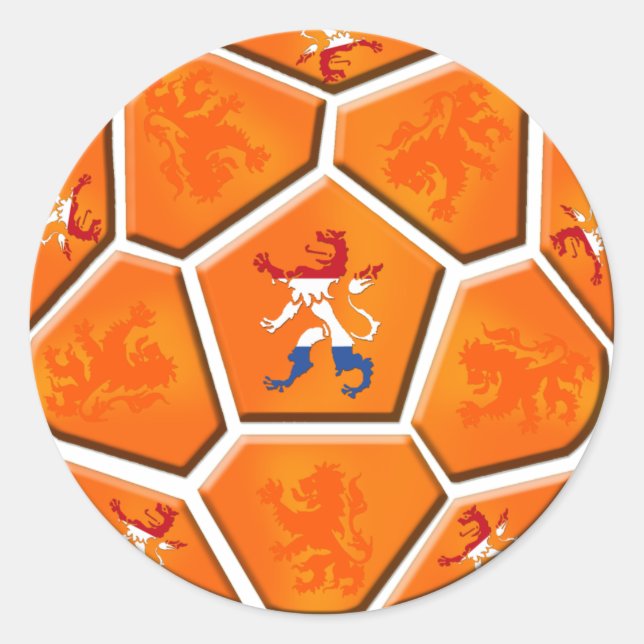 Sticker Rond Drapeau hollandais de Pays-Bas Balles de football (Devant)