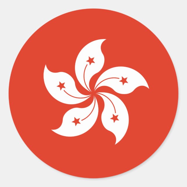 Sticker Rond Drapeau Hong Kong HK (Devant)