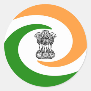 Sticker Rond Drapeau indien