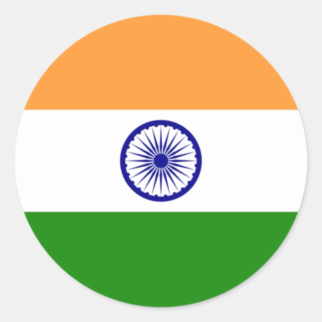 Sticker Rond Drapeau indien, Drapeau de l'Inde (Devant)
