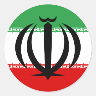 Sticker Rond Drapeau iranien et emblème national, Drapeau irani