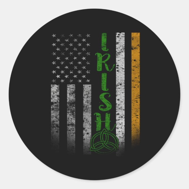 Sticker Rond Drapeau irlandais-américain à deux faces (Devant)