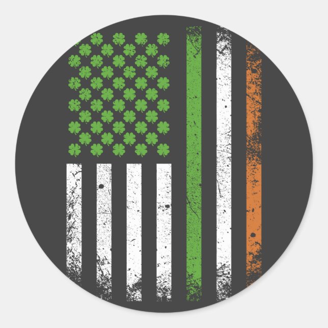 Sticker Rond Drapeau irlandais américain Irlande (Devant)