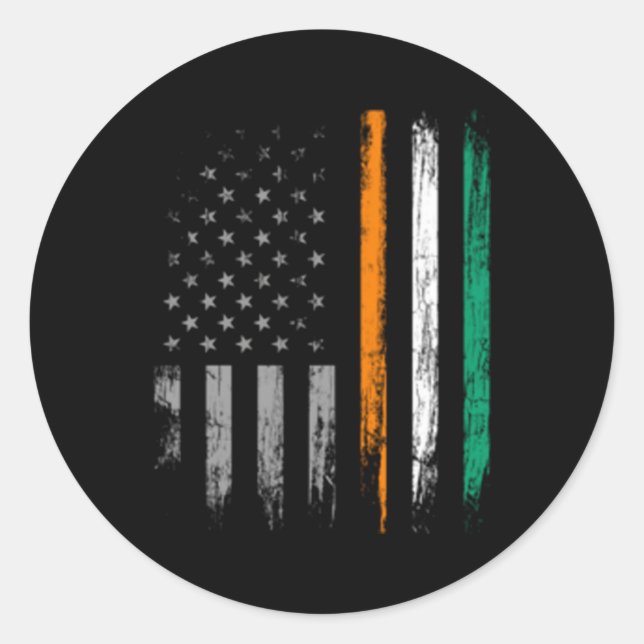 Sticker Rond Drapeau Irlandais Américain St Patrick'S Day (Devant)