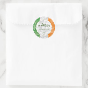 Sticker Rond Drapeau irlandais de la Saint Patrick avec shamroc