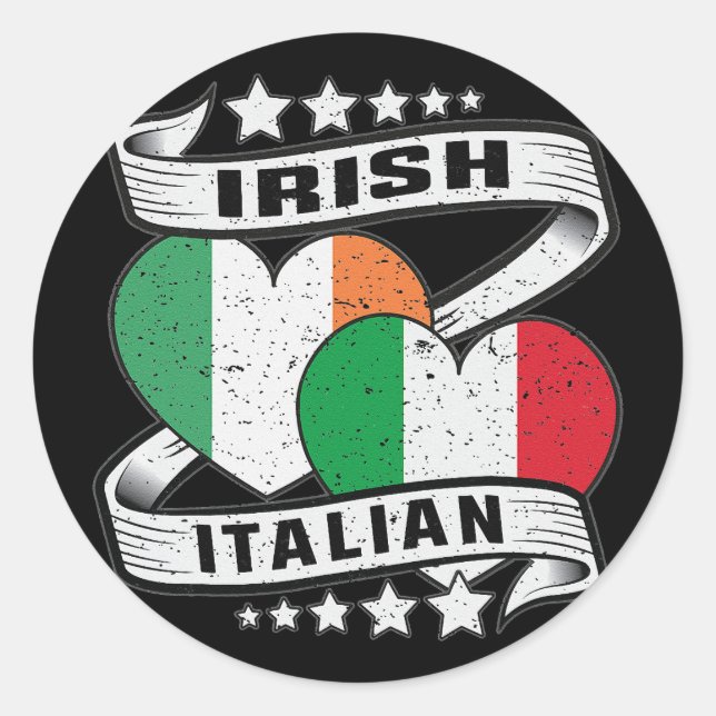 Sticker Rond Drapeau irlandais demi-irlandais italien irlandais (Devant)
